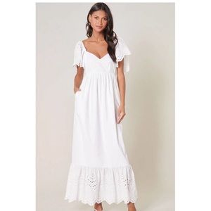SUGAR LIPS Wild Heart Eyelet Detail Poplin Maxi Dress